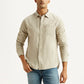 Men's Solid Beige Slim Fit Corduroy Shirt - Styleshot View