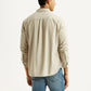 Men's Solid Beige Slim Fit Corduroy Shirt - Back View