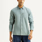 Men's Solid Light Blue Slim Fit Corduroy Shirt - Front View