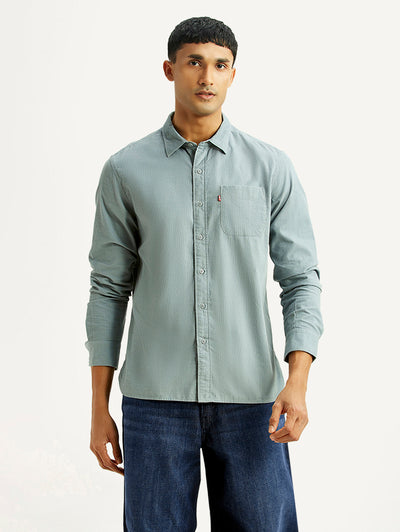 Men's Solid Light Blue Slim Fit Shirt