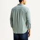Men's Solid Light Blue Slim Fit Corduroy Shirt - Back View