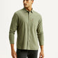 Men's Solid Olive Slim Fit Shirt - Front View