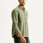 Men's Solid Olive Slim Fit Shirt - Side View