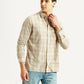 Men's Checkered Beige Slim Fit Shirt - Styleshot View
