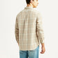 Men's Checkered Beige Slim Fit Shirt - Back View