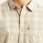 Men's Checkered Beige Slim Fit Shirt - Detail View