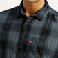 Men's Checkered Blue Slim Fit Shirt - Detail View