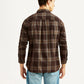 Men's Checkered Brown Slim Fit Shirt - Back View