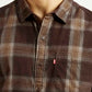 Men's Checkered Brown Slim Fit Shirt - Detail View