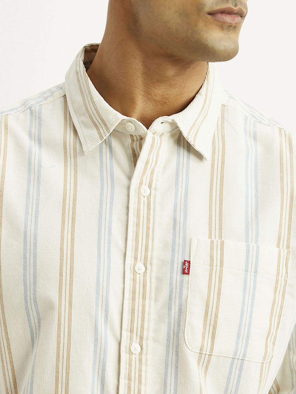 Men's Striped Multicolor Slim Fit Shirt - Detail View