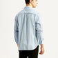 Men's Striped Light Blue Slim Fit Shirt - Back View