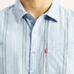 Men's Striped Light Blue Slim Fit Shirt - Detail View