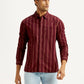 Men's Striped Maroon Slim Fit Shirt - Styleshot View