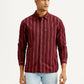 Men's Striped Maroon Slim Fit Shirt - Front View