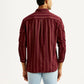 Men's Striped Maroon Slim Fit Shirt - Back View