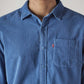 Men's Solid Slim Fit Corduroy Shirt - Detail View