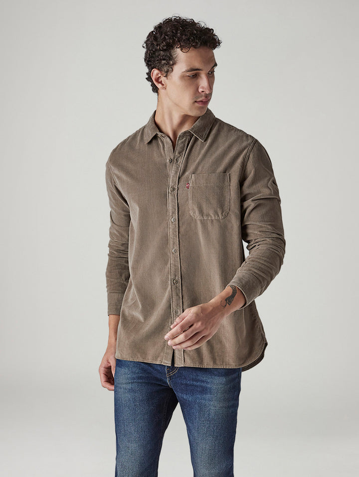 Men's Solid Slim Fit Corduroy Shirt