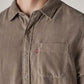 Men's Solid Slim Fit Corduroy Shirt - Detail View