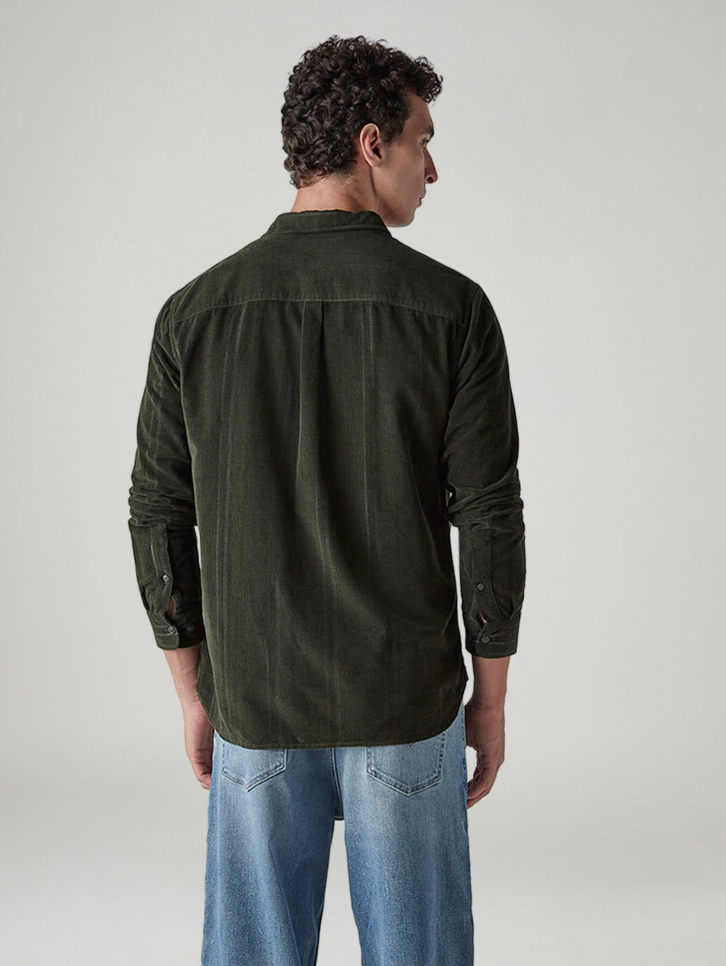 Men's Solid Slim Fit Corduroy Shirt - 20 View