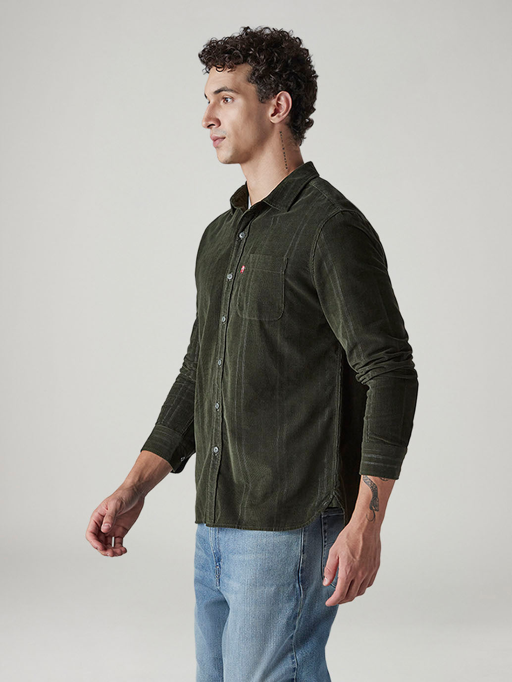 Men's Solid Slim Fit Corduroy Shirt - 20 View