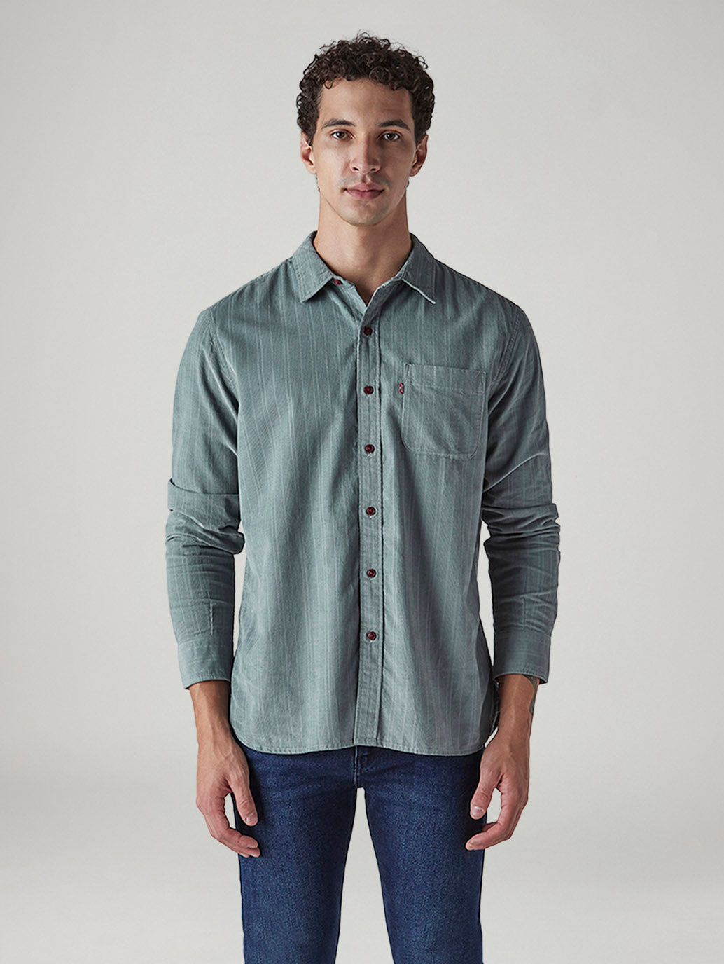 Men's Striped Slim Fit Corduroy Shirt