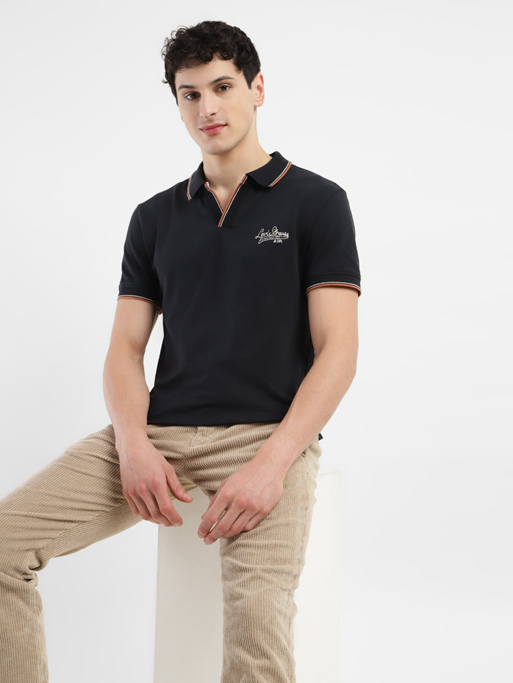 Men's Solid Slim Fit Polo T-shirt