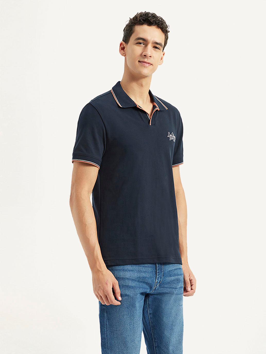 Men's Solid Slim Fit Polo T-shirt - Side View