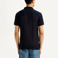 Men's Textured Black Slim Fit Polo T-shirt - Back View