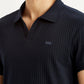 Men's Textured Black Slim Fit Polo T-shirt - Detail View