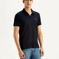 Men's Textured Black Slim Fit Polo T-shirt - Side View