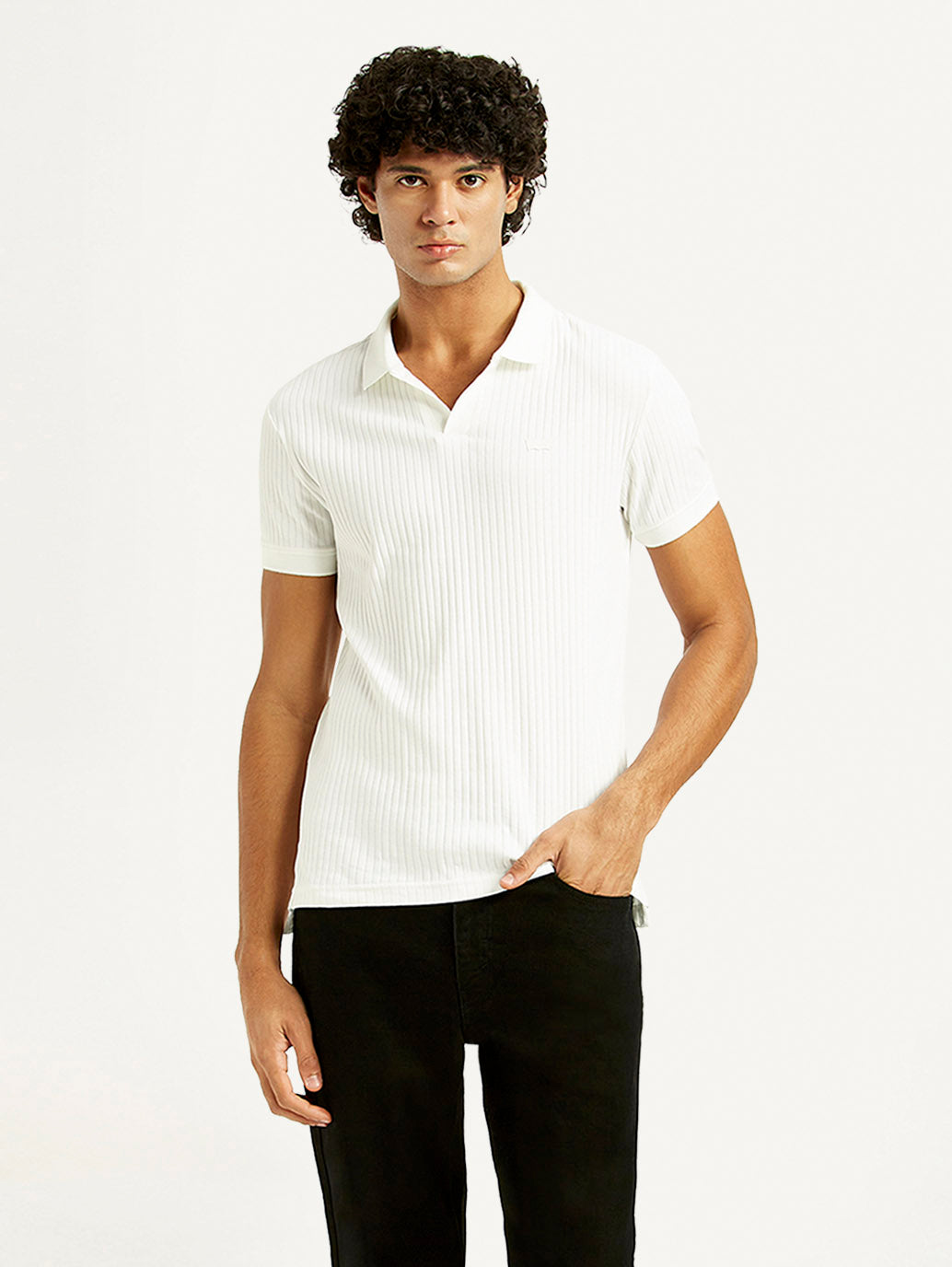 Men's Textured Slim Fit Polo T-Shirt - Styleshot View