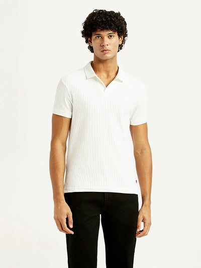 Men's Textured Slim Fit Polo T-Shirt