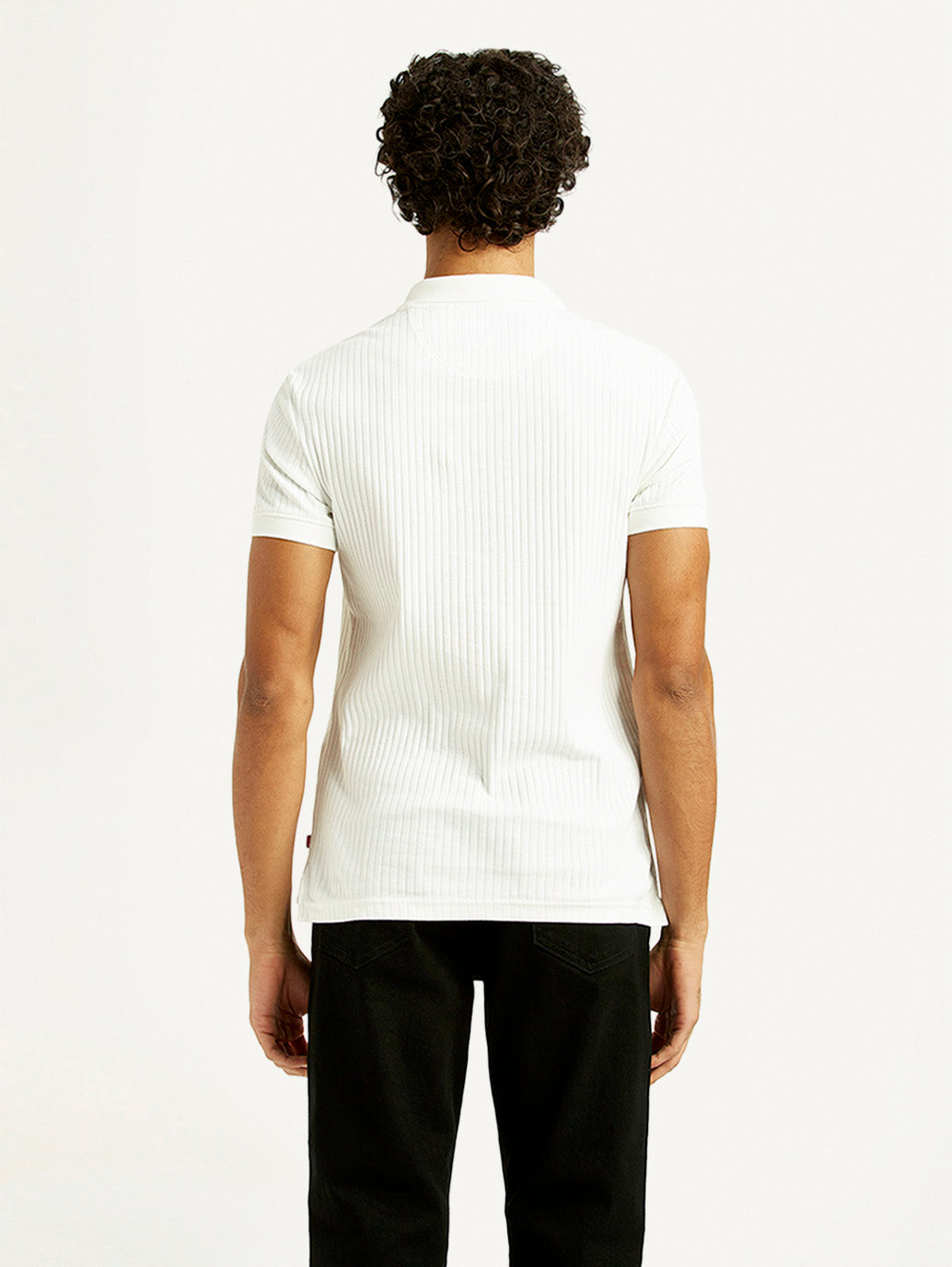 Men's Textured Slim Fit Polo T-Shirt - Back View