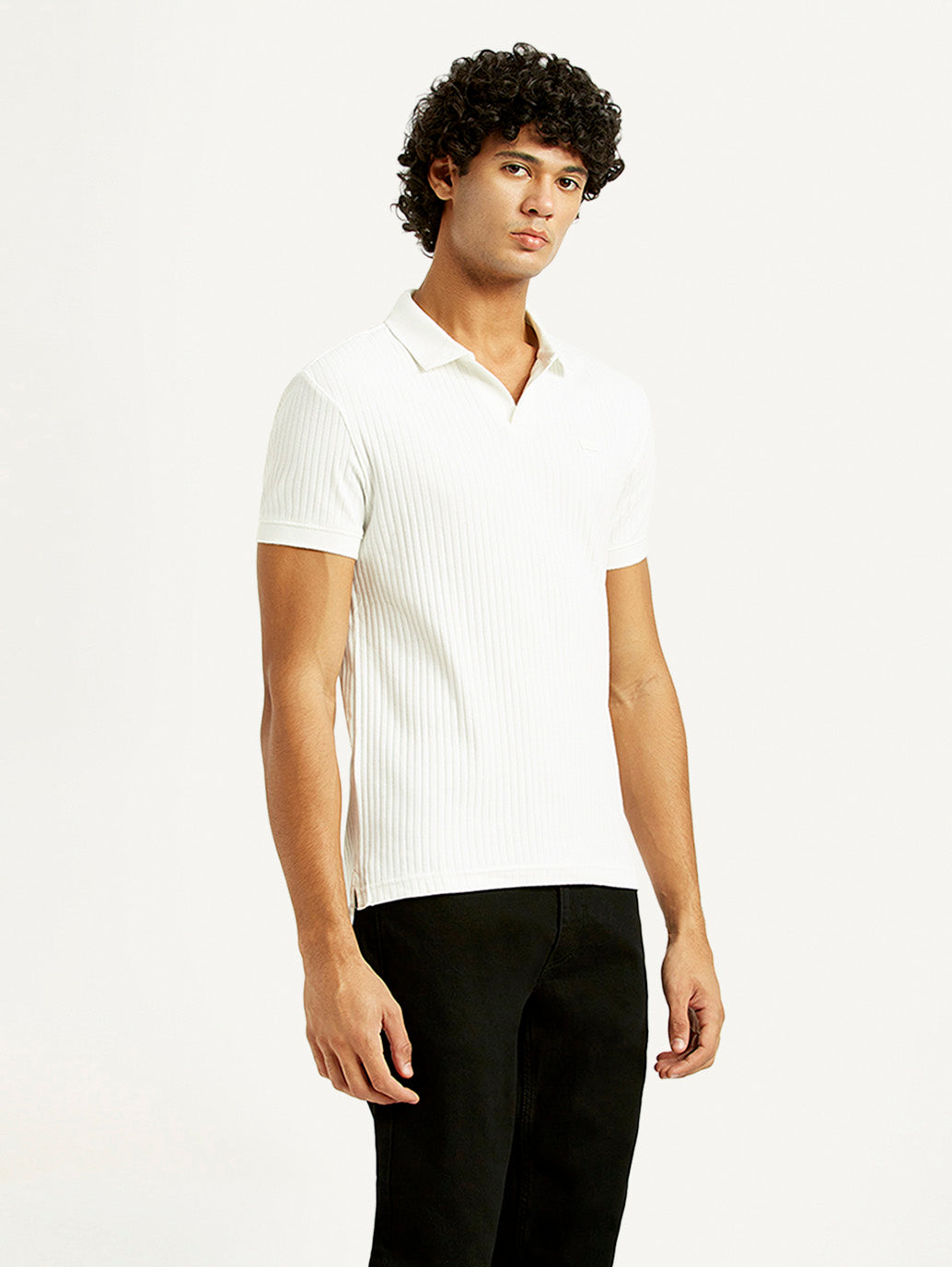 Men's Textured Slim Fit Polo T-Shirt - Side View