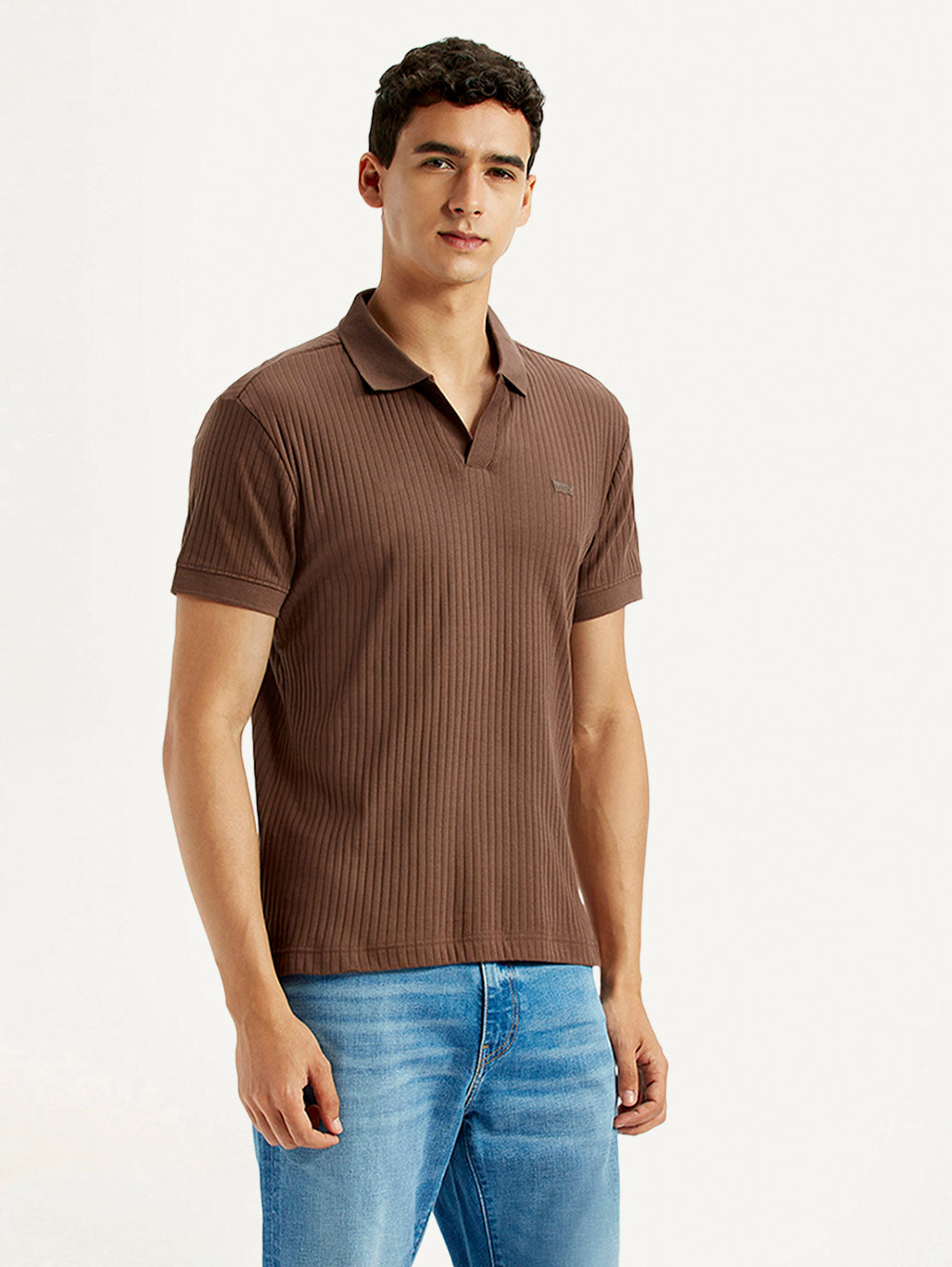Men's Textured Slim Fit Polo T-shirt - Side View