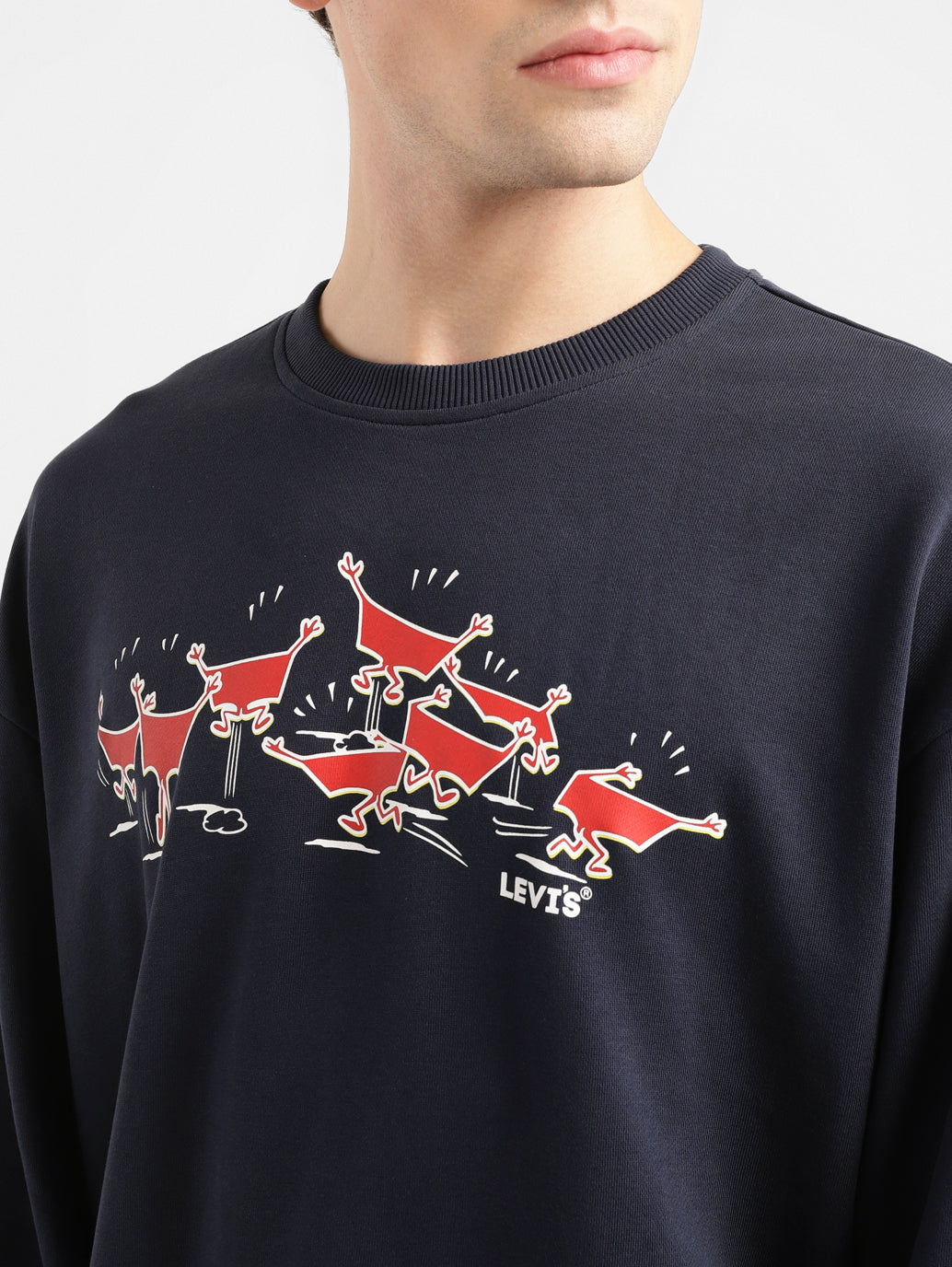 Men's Graphic Navy Crew Neck Sweatshirt