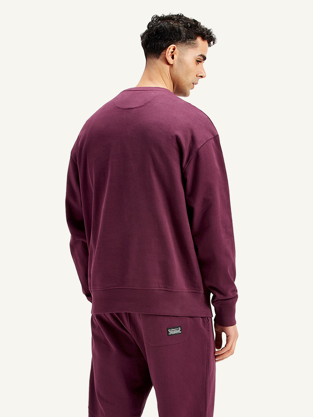 Men's Brand Logo Maroon Crew Neck Sweatshirt