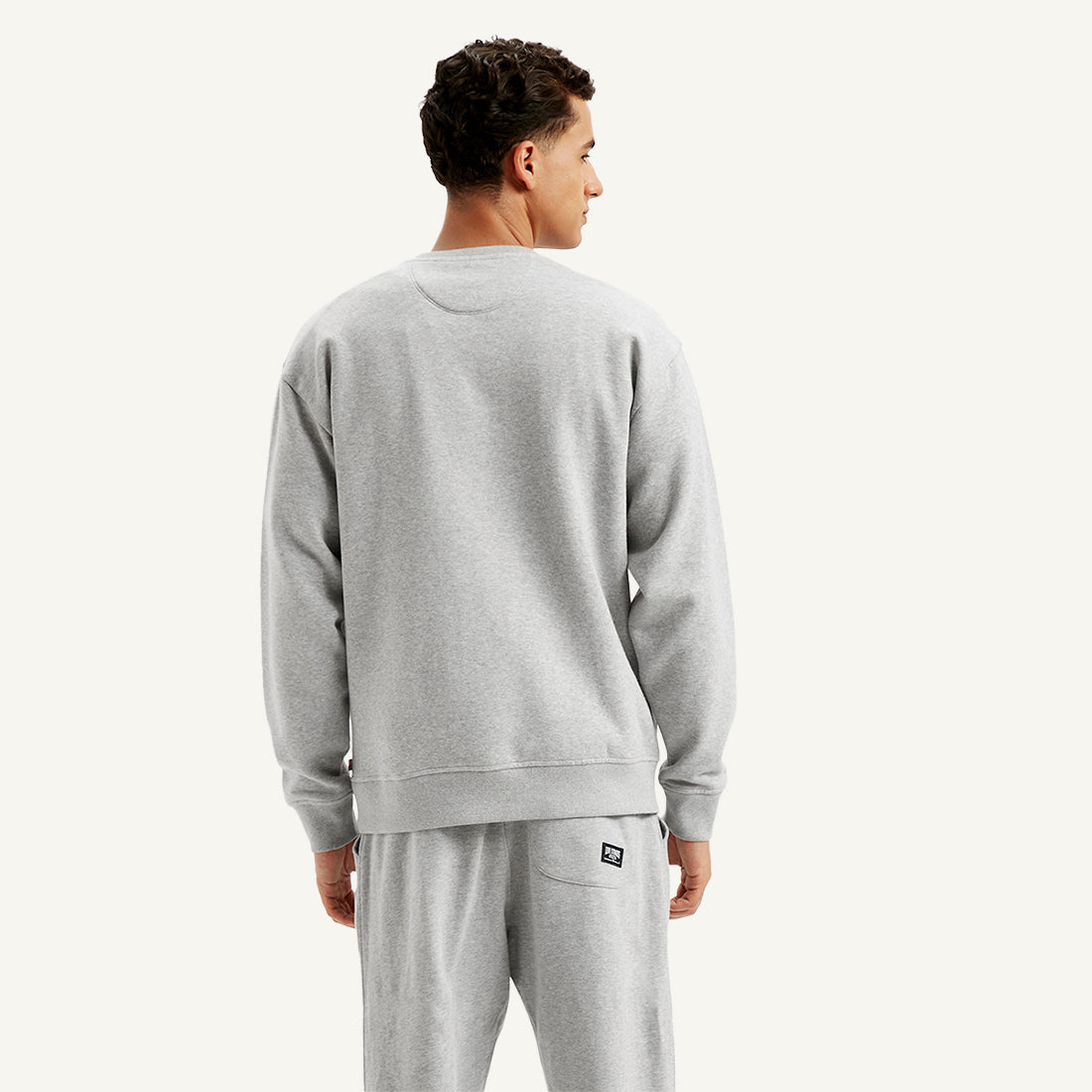 Men's Embroidered Grey Crew Neck Sweatshirt