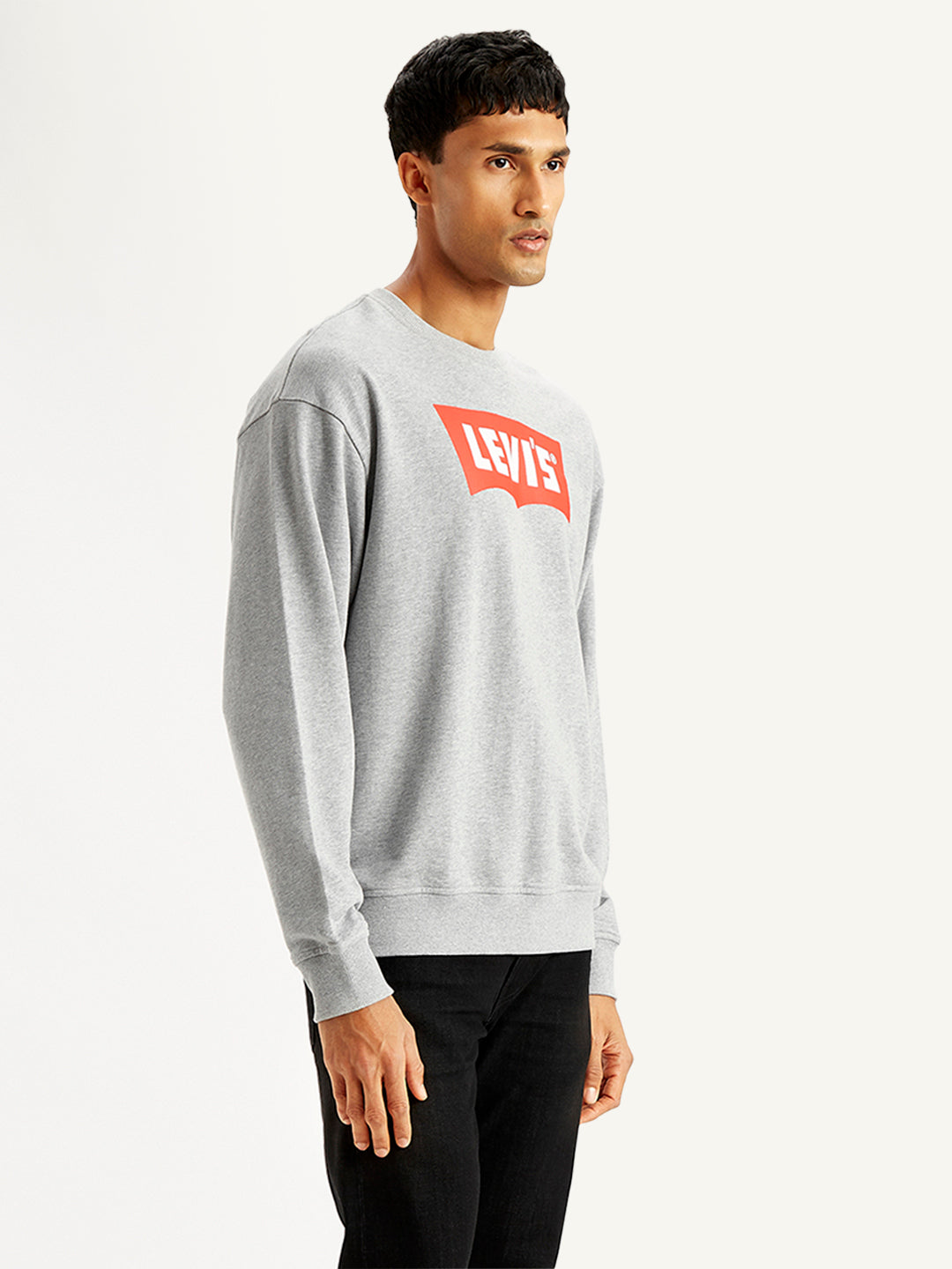 Men's Brand Logo Grey Crew Neck Sweatshirt