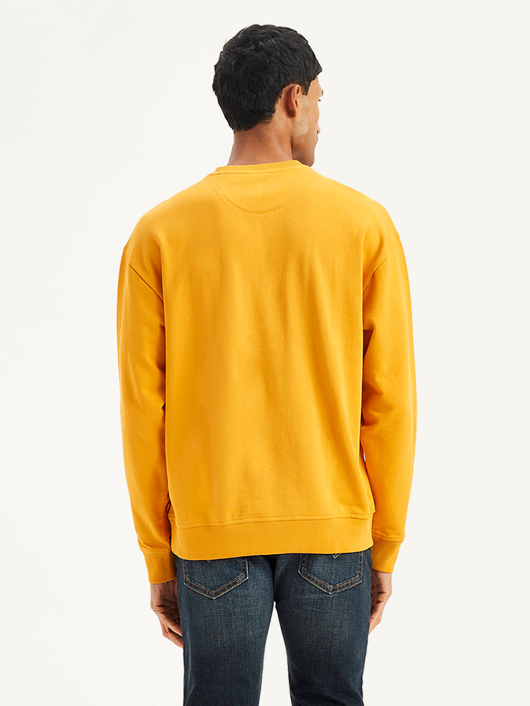 Men's Brand Logo Yellow Crew Neck Sweatshirt