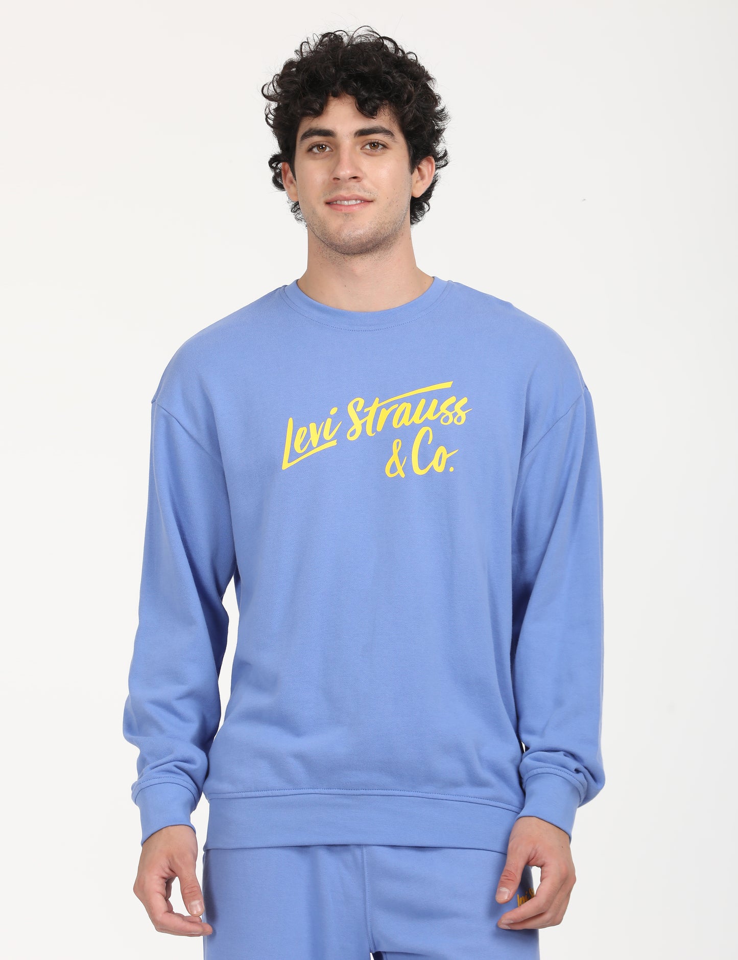 Men's Solid Blue Crew Neck Sweatshirt