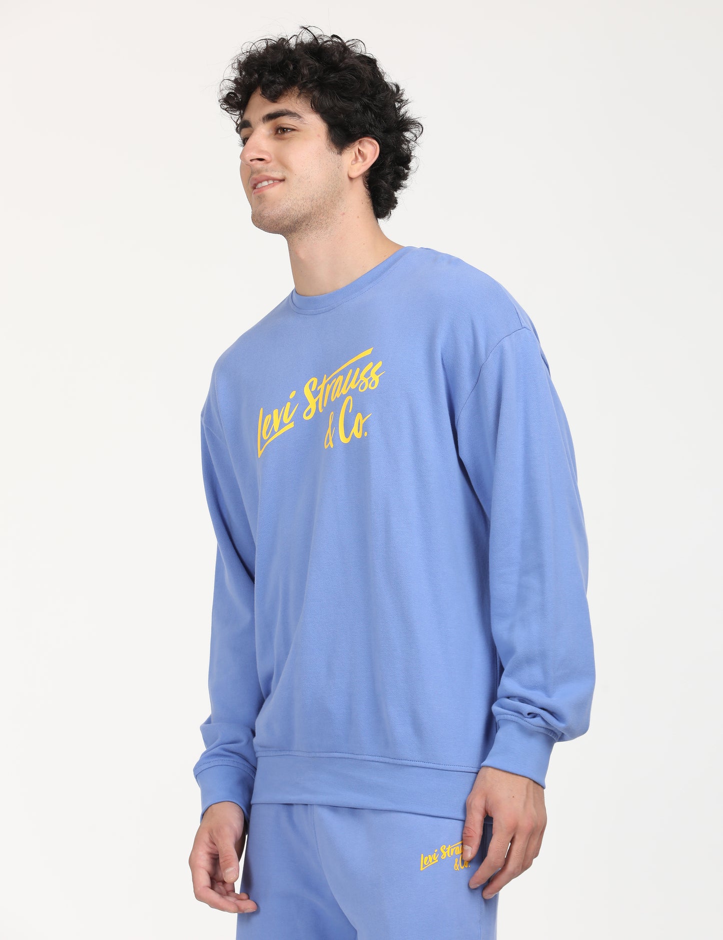 Men's Solid Blue Crew Neck Sweatshirt