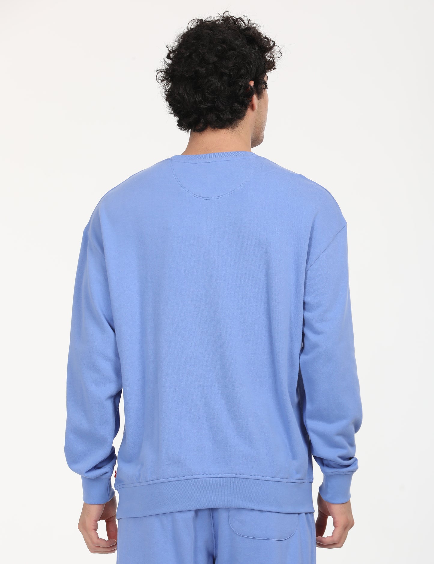 Men's Solid Blue Crew Neck Sweatshirt