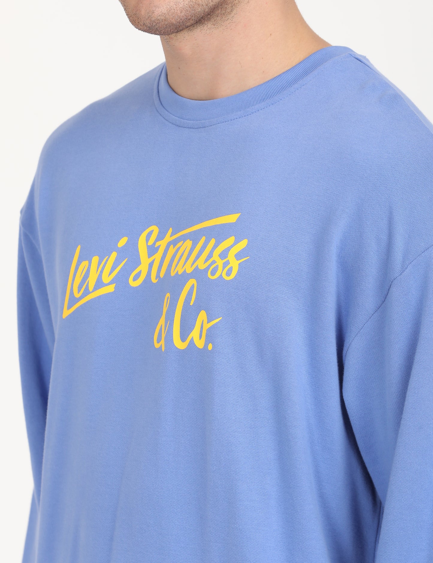 Men's Solid Blue Crew Neck Sweatshirt