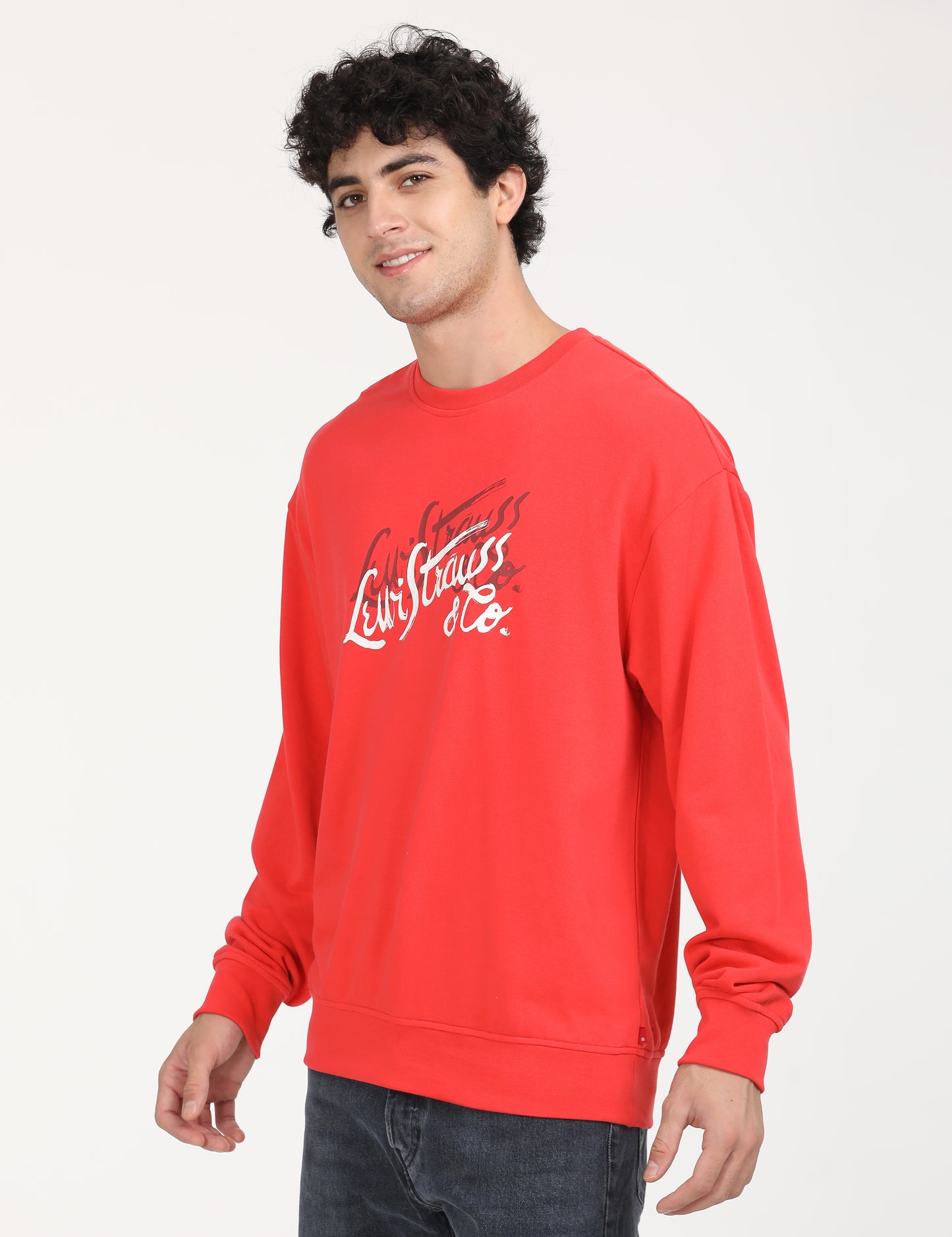 Men's Solid Red Crew Neck Sweatshirt