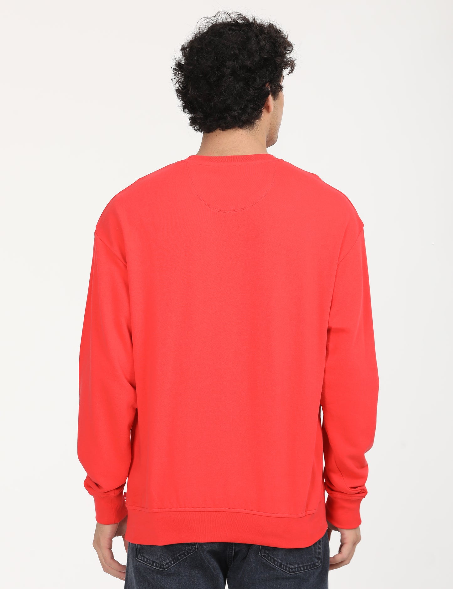 Men's Solid Red Crew Neck Sweatshirt