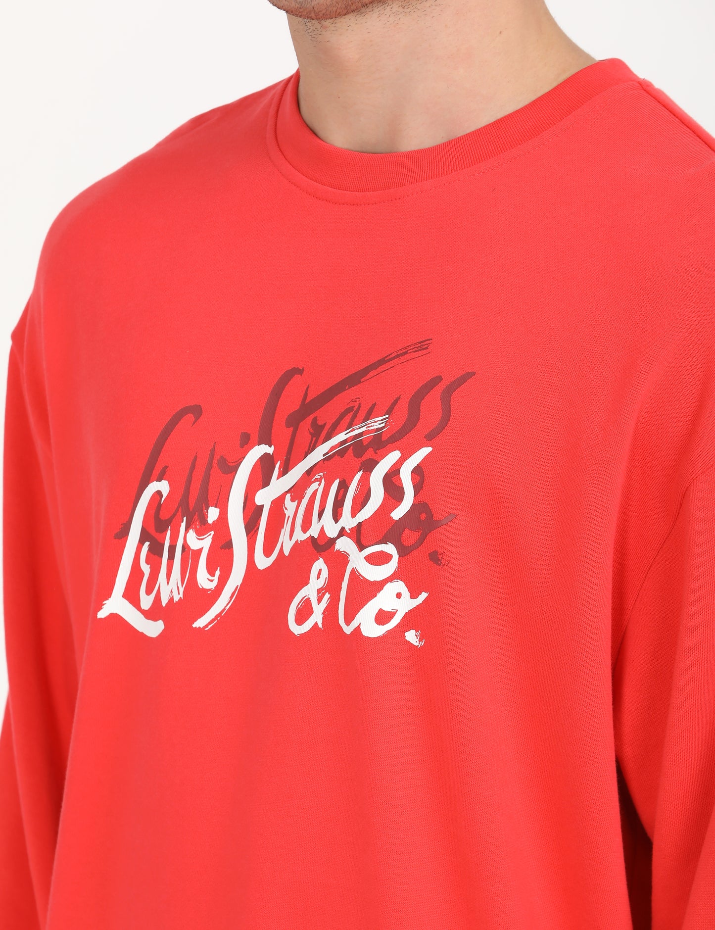 Men's Solid Red Crew Neck Sweatshirt