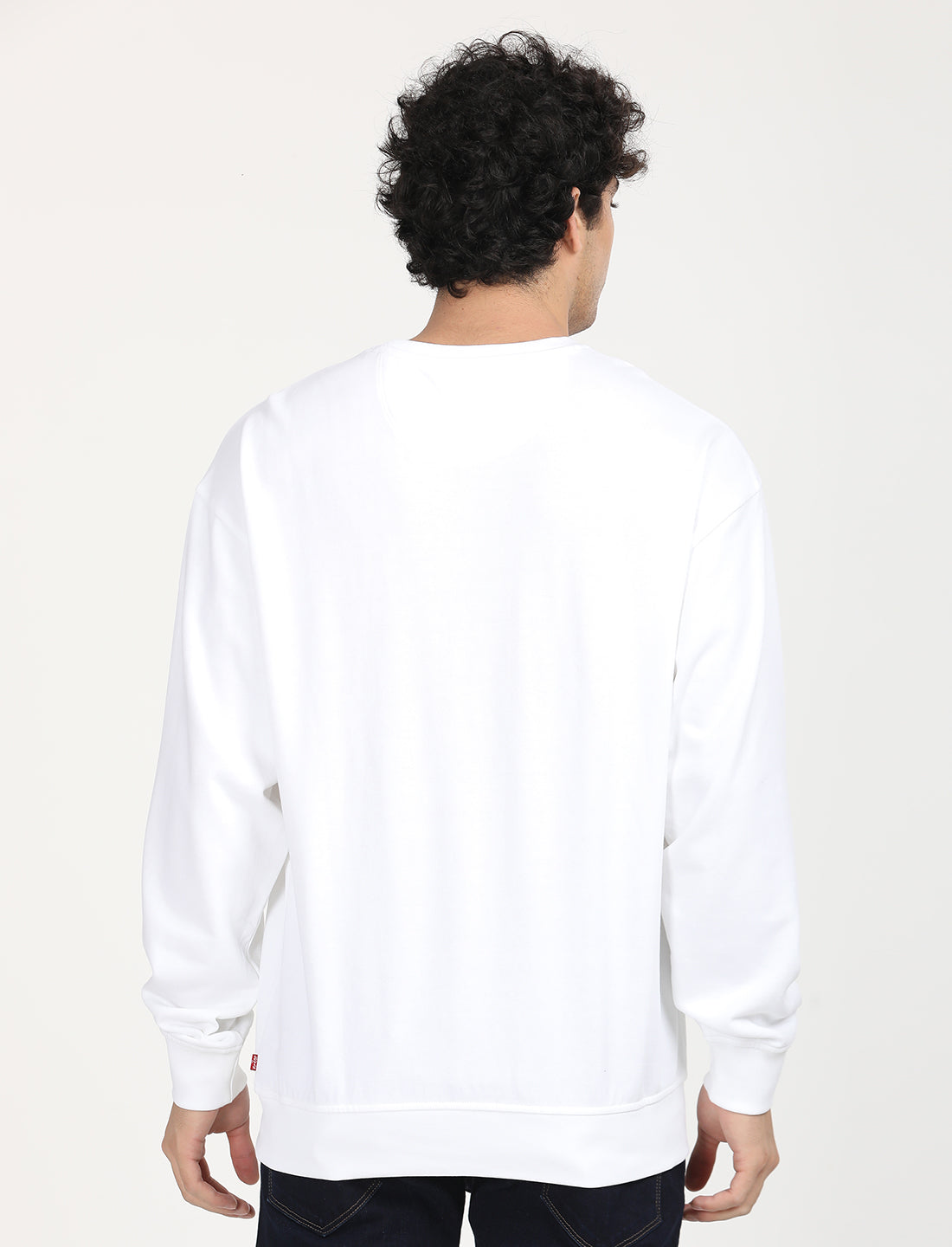 Men's Solid White Crew Neck Sweatshirt