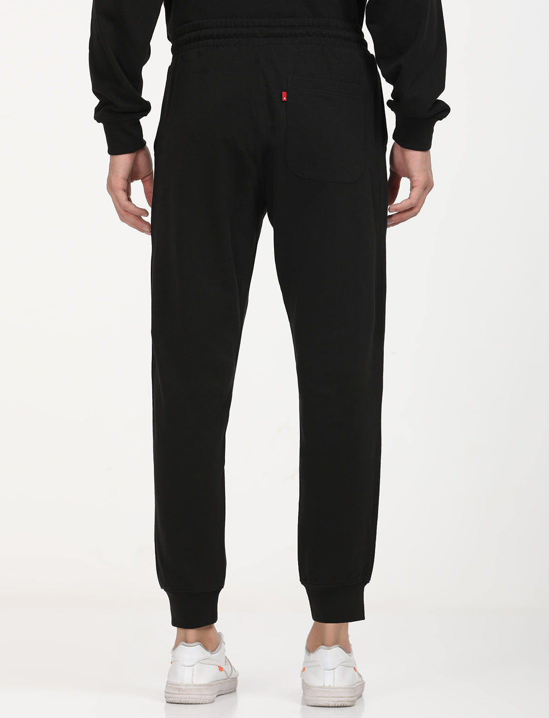 Men's Black Regular Fit Joggers - Back View