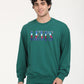 Men's Solid Green Crew Neck Sweatshirt